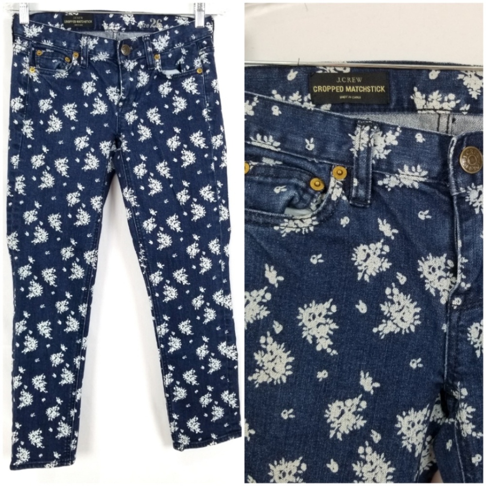 J. CREW Matchstick Floral Print Ankle Jeans